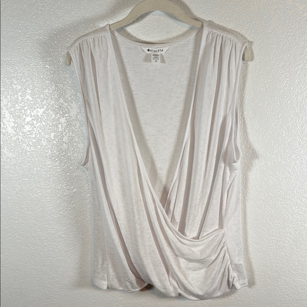 Athleta White Breezy Wrap Tank Modal Athleisure Size 1X Vacation Summer